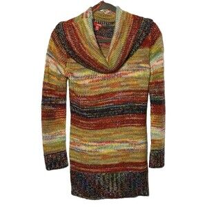 Bongo Women's Sweater Size Large Knit Cowl Neck Y2K Sparkle Striped Top